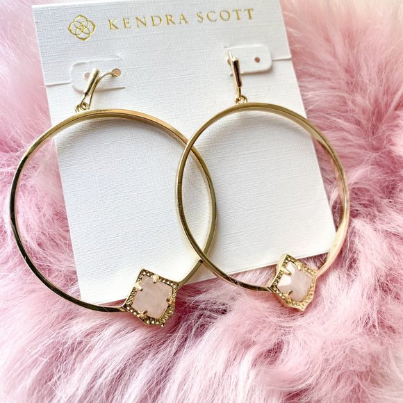 Kendra Scott Gold Elberta Rose Quartz Earrings - Picture 2 of 3